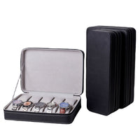 Ostrich Pattern PU Leather Zipper Watch Case, 6 or 10 Slots