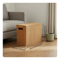 Braided Container Basket with Lid Sturdy Frame Rattan Style Storage Box Handwoven Woven Decorative Box for Living Room, Bedroom, Washroom