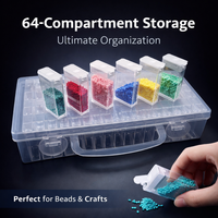 Storage Box with Compartments, 64 Transparent Lid, Make Up Organizer for Nail Art Supplies, Jewelry for Women and Crafters