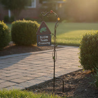 Frog Garden Stake Raised Lettering Yard Art Contrasting Colors