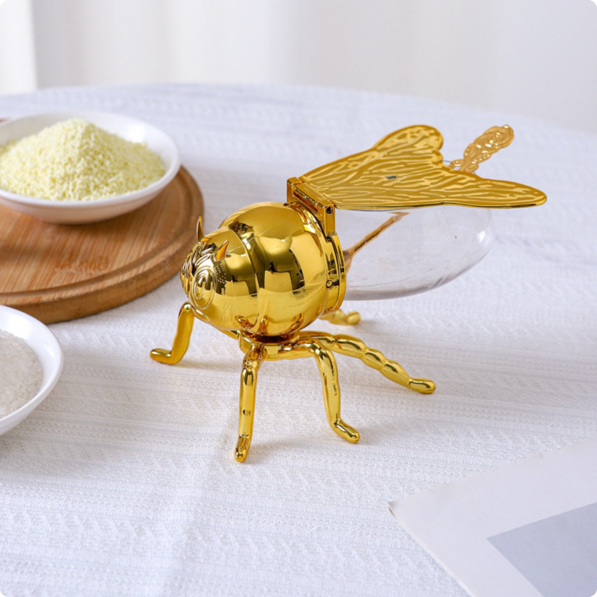 Bee Sugar Jar Lid and Spoon Bee Sugar Bowl Easy to Clean for Dining Table