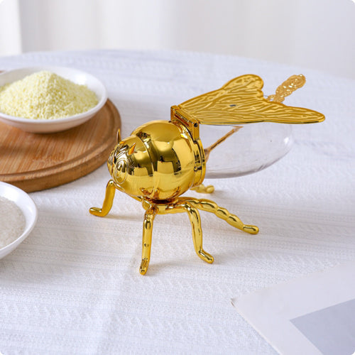 Bee Sugar Jar Lid and Spoon Bee Sugar Bowl Easy to Clean for Dining Table