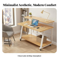 Rolling Vanity with hinged Mirror Space-Saving Dressing Table Modern design