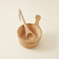 Sauna Pail and Ladle Set Hanging Cord Bath Accessory Handmade for Bathhouse