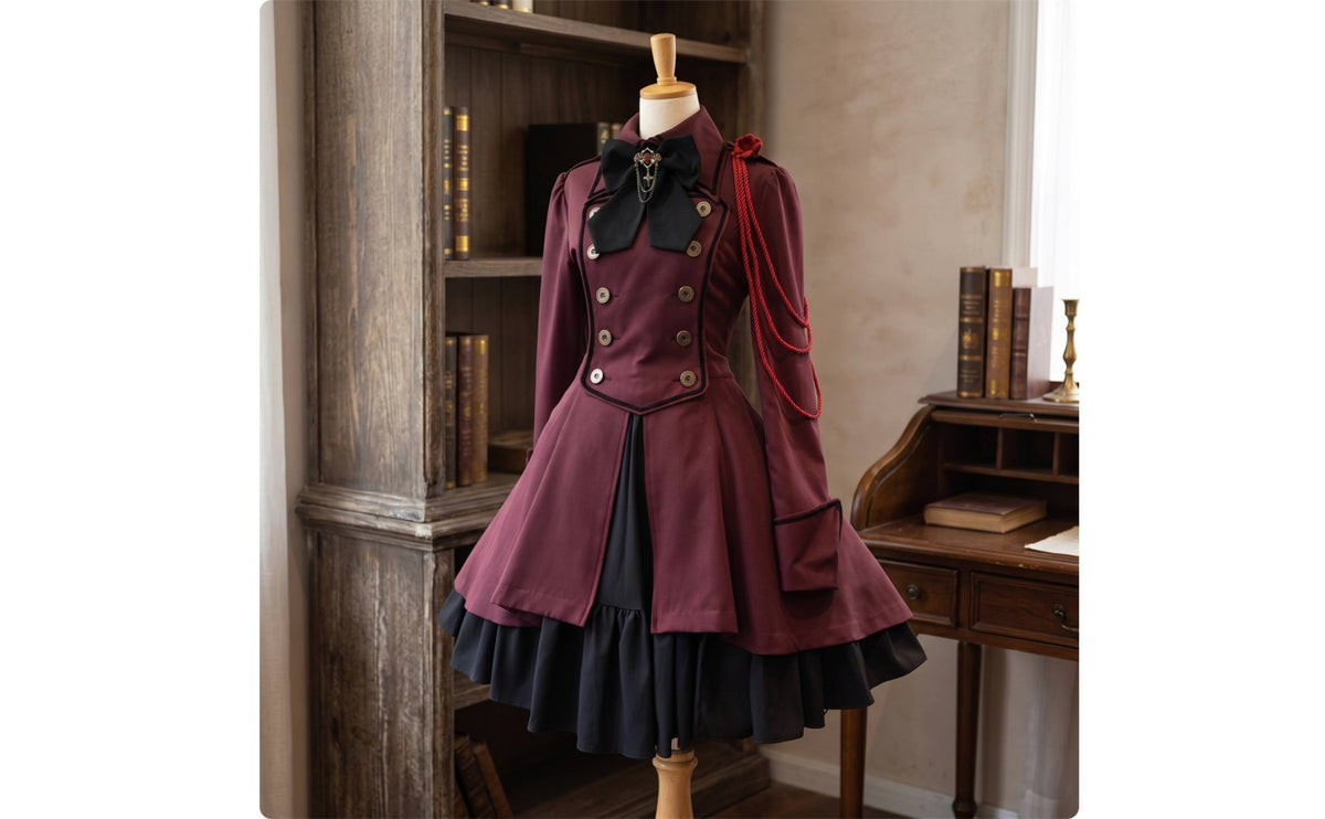 Costume Double Dress-Breasted Gothic Dress High Underdress for Cosplayers, Cosplay, Themed Parties