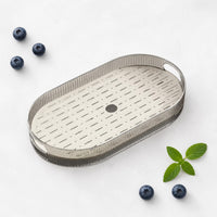 Perforated Drainage Tray Ribbed Edges Household Storage Low-Height
