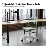 Clear Rolling Chair Transparent Design rotating Stool Armless for Students, Teens