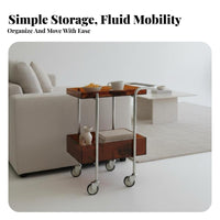 3-Tier Rolling Shelf Multi-Functional 3-Tier Rolling Cart Rustproof for Bathroom