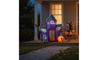 Indoor Outdoor Inflatable House with LED Lights Lighted Haunted House Inflatable Pre-Lit Halloween Decoration Light-up for Families, Yard, Lawn