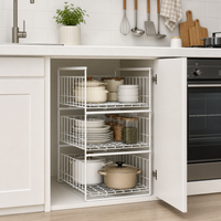 Metal Under Sink Organiser, Japanese Bathroom Storage, Pull Out Under Sink Storage for Cleaning Supplies, Toiletries