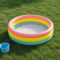 Easy to Inflate Three-Circle Kids Pool Portable Round Inflatable Pool for Outdoor, Backyard, Patio