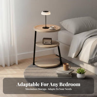 Curved Designd Nightstand Space-Saving Side Table Rounded Corners for Small areas