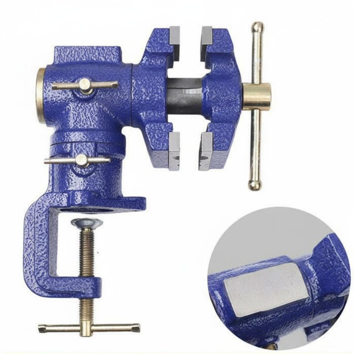 Rotating Clamp-on Bench Vise Anti-Slip Grip Hand Tool Steel Gripping Surfaces