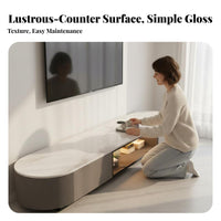 Fluted TV Stand and Table Set Light Luxury Appearance Modern Multimedia Multimedia Stand and Nesting Coffee Tables Large Capacity Storage Living Room