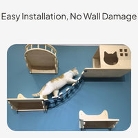 Hardwood Wall-Mounted Cat Climbing Shelf DIY Set