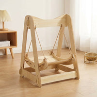 Wooden Cat Bed and Hammock, Freestanding Density Board Swing Style Cradle, Indoor Furniture for Kitten, 2kg Weight Elevated Resting Place