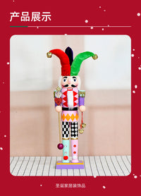 38cm Colorful Clown Nutcracker Wooden Decorative Figurine Christmas Ornament