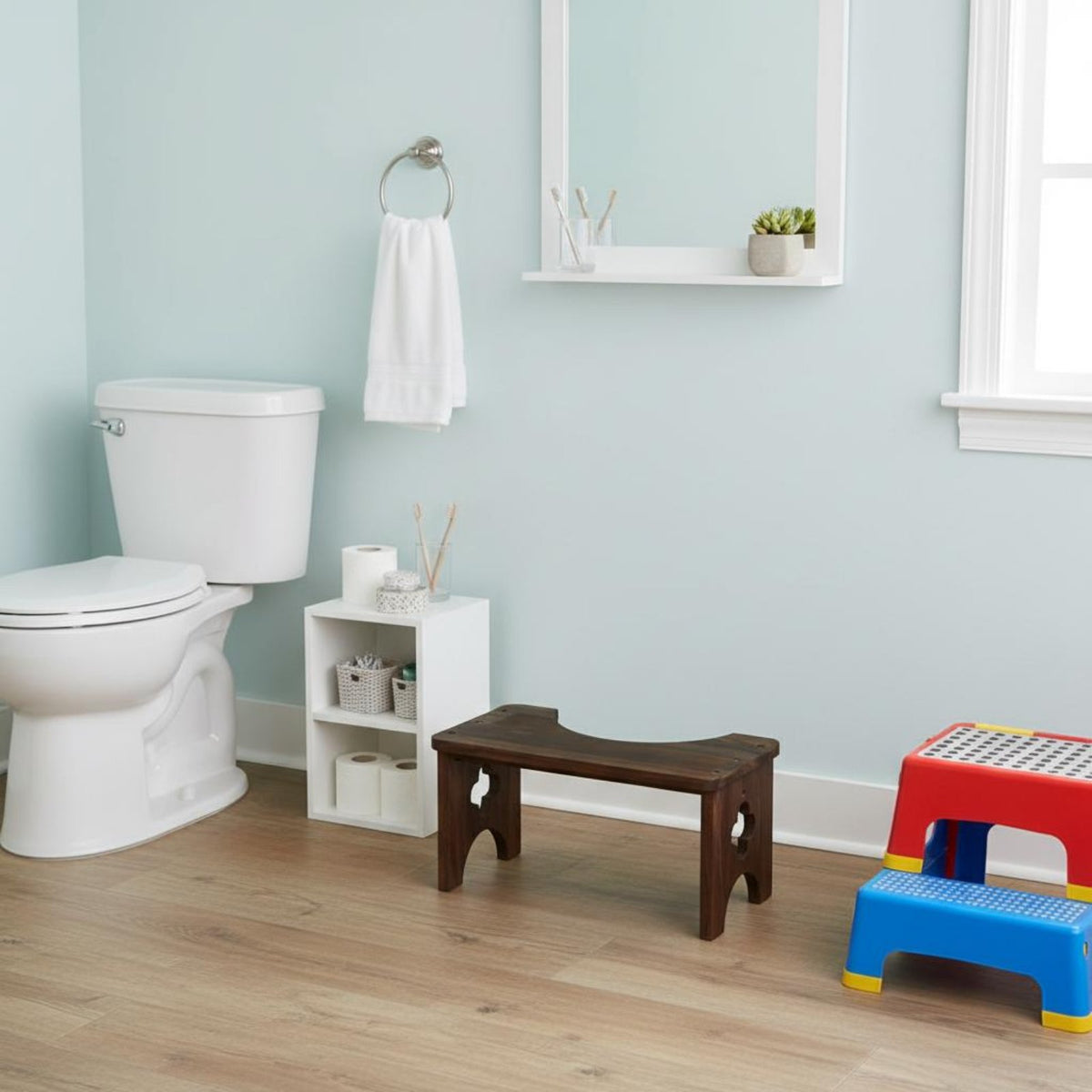 Toilet Stool Sturdy Wood Toilet Pedal Bathroom Footrest Long-Lasting Wooden Squatting Stool Easy to Clean for Children