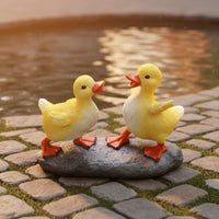 Two Ducks Figurine Lifelike Details Duck Statue Set Hand Painted for Lawn, Patio
