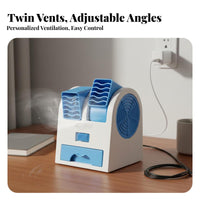 Quiet Operation USB Personal Air Cooler Adjustable Angle Desktop Water Cooling Fan Function for Students, Dorm Room, Bedroom