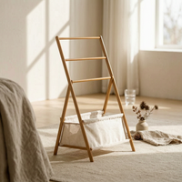 Clothes Rack with Storage Bin Space-Saving Floor Hanger Portable for Renters