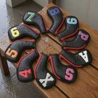 10 Pieces Golf Iron Head Covers Black Iron Club Covers Sports Gear Gear
