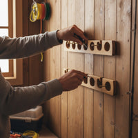 2 Pieces Bamboo Fishing Rod Rack Natural Wood Finish Fishing Rod Rack