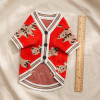 Knitted Dog Sweater and Knitted Cat Sweater, Button Front V-shaped neckline Acrylic British Style Winter Warm Pet Clothes, Short Sleeve Small Dog Vest