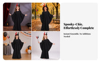Maxi Performance Dress Halloween Cape Sleeve Dress Cosplay Gown Machine Washable for Girls, Kids
