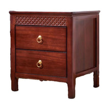 Solid Wood Nightstand 2-drawer Bedside Cabinet Table Elegant Light Design Sturdy Construction Carved Details Suitable for Adults Guest Room Small Areas Hotel