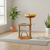 Sunflower Cat Tree with Space Capsule Condo, Wooden Tower