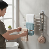 Wall Towel Rack with Rotating Arms Modern for Bathroom, Utility Room