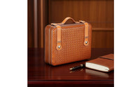 Wood-Lined Tobacco Travel Case Woven-Texture Travel Humidor Hard-Shell Tobacco Humidor Compact for Aficionados, Golf Course, Office
