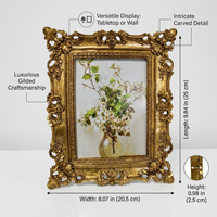 Ornate Gold Resin Photo Frame, European Picture Frame, Embossed Floral Design, Romantic Bedroom Deco - Image 10