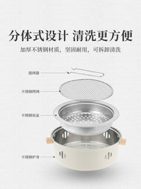户外不锈钢烤肉炉露营木炭炉便携式圆形煮茶炉家用分体式烧烤炉