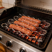 创意304不锈钢 BBQ Sausage Roller Rack 户外厨房烧烤香肠滚轴架