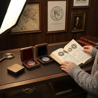 Walnut Wood Coin Collection Box with Flip Lid