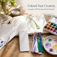 DIY Blank Bookmark Kit with Tassels for Students, Paper Craft for Hand-Painted Word Cards