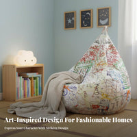 Graffiti Print Pouch Seat Creative Doodle Pattern Oversized Soft Seat Chair Multi-Functional Design Supportive Foam Filling