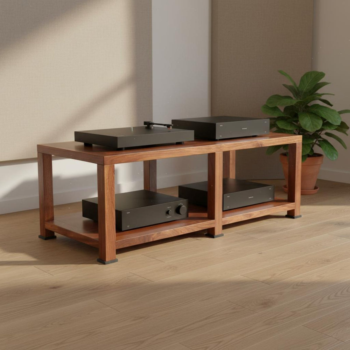 Solid Wood Audio Equipment Stand Shock Absorbing Multi-tier Amplifier Rack Anti-cracking Shelf Stable Construction Suitable for Audiophiles Listening Room