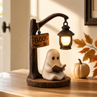 Spirit Figurine with Lantern Whimsical Decor Artisanal-Look for Cozy Corners