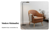 Modern Minimalist Design Upholstered Armchair with Wooden Legs Curved Backrest Lounge Chair Wide Cushioned Seat Home Seating Ergonomic Design for Apartment Dwellers, Interior Decorators, Living Room, Bedroom, Small Areas, Reading Nook