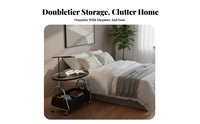 C-Shaped Rolling Table with casters Mobile C-Table 2-Tier Storage for Living Room
