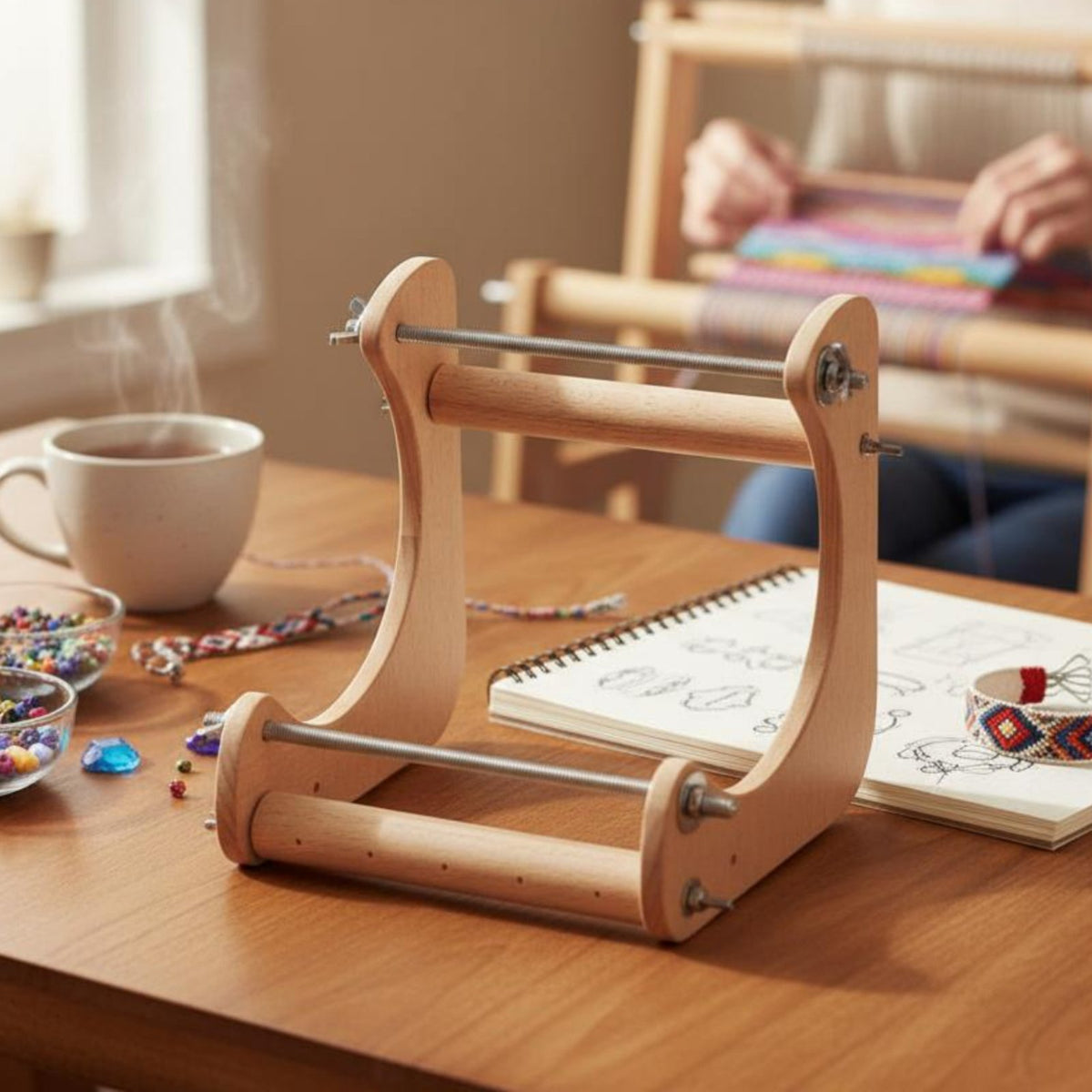 Wooden Bead Weaving Loom Beginner Friendly Cross Stitch Support Stand