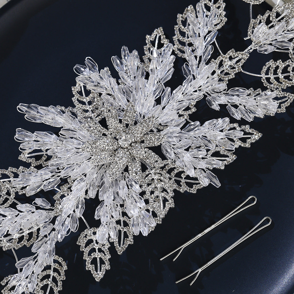 Crystal Bride Headband Luxurious Alloy Leaf Rhinestone Wedding Hair Accessory