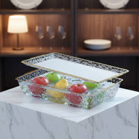 Ice Chilled Serving Tray with Lid Easy to Clean Rectangular Food Chiller Platter