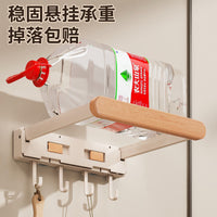 原木风吸盘式脸盆收纳架新款免打孔壁挂卫生间可折叠盆架挂盆神器