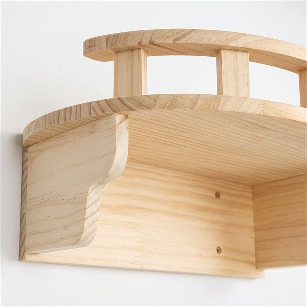 Wall Mounted Cat Shelf and Moon, Solid Wood Cat Furniture for Indoor Pets, 2 Piece Simple Space-saving Perch for Medium Sized Felines