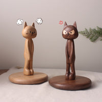 实木创意猫咪立式纸巾架胡桃木置物收纳架餐厅厨房免打孔卷纸架