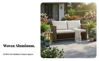 Waterresistant Woven Two-Seater Sofa sun-resistant exteriordoor Furniture UV-Resistant Garden Loveseat All-Weather for two people, Homeowners, Apartment Dwellers